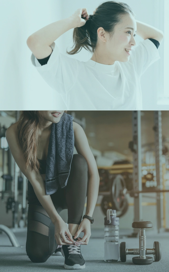 ジムでトレーニング中の女性